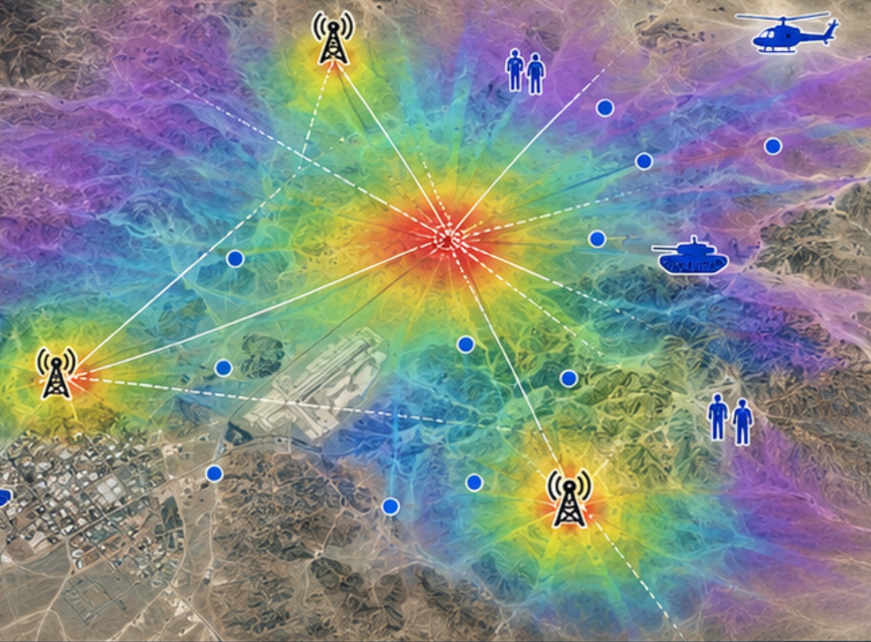 Heatmap of signal of interest with BLUEFOR position location information